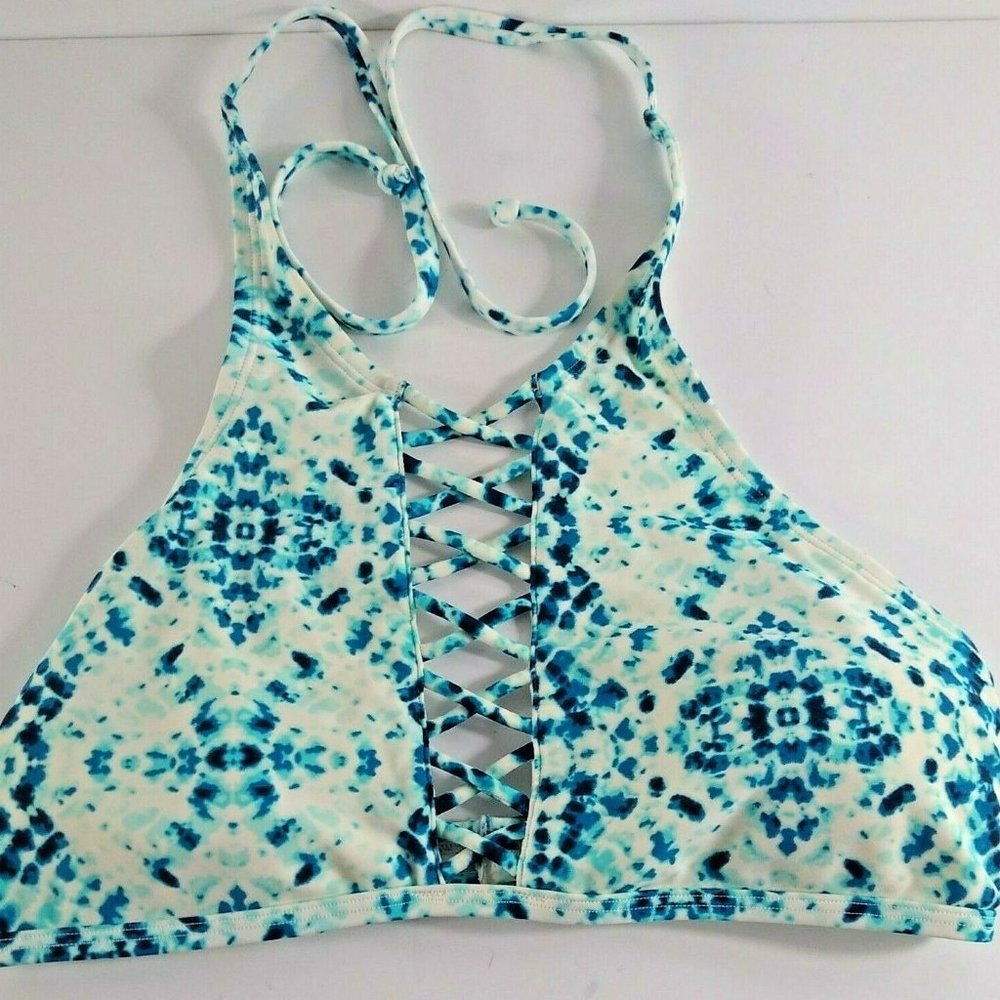 Hollister Swim Bikini Top Blue Tie Dye Large